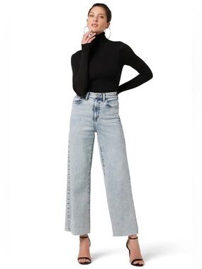 Joes The Mia Acid Wash Cut Hem High Waist Ankle Wide Leg Jeans